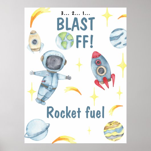 Astronaut Space Birthday Rocket Poster (Vorne)