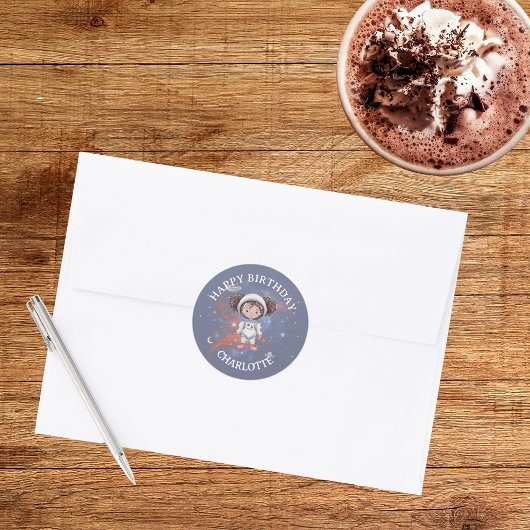 Astronaut Space Birthday Sticker