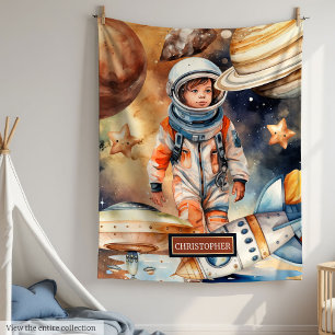 Astronaut Space Blanket Planets Galaxy Bestes Gesc Fleecedecke