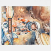 Astronaut Space Blanket Planets Galaxy Bestes Gesc Fleecedecke (Vorderseite (Horizontal))