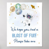 Astronaut Space Blue Gold Blase Spaß für Unterschr Poster (Vorne)