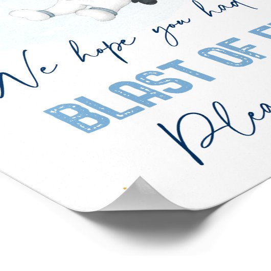 Astronaut Space Blue Gold Blase Spaß für Unterschr Poster (Ecke)