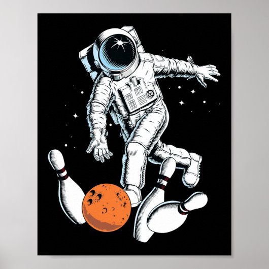 Astronaut Space Bowling Cool Astronaut Bowling Lov Poster (Vorne)