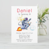 Astronaut Space Boy's Geburtstagsparty Einladung (Stehend Vorderseite)