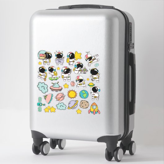 Astronaut Space Cartoon Aufkleber (Koffer)