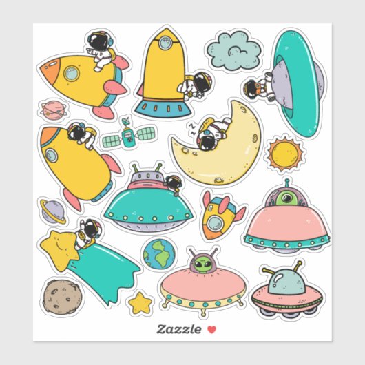 Astronaut Space Cartoon Aufkleber (Blatt)