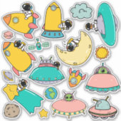 Astronaut Space Cartoon Aufkleber (Vorderseite)