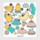 Astronaut Space Cartoon Aufkleber (Blatt)