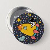 Astronaut Space Cartoon Button (Vorne & Hinten)