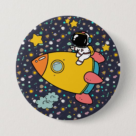 Astronaut Space Cartoon Button (Vorderseite)