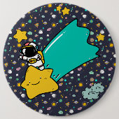 Astronaut Space Cartoon Button (Vorderseite)