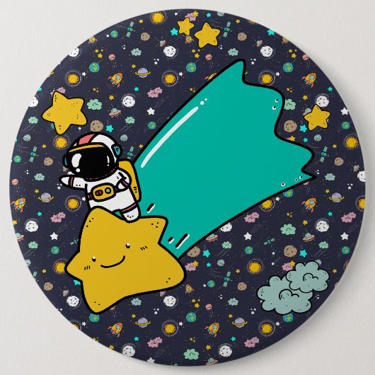 Astronaut Space Cartoon Button (Vorderseite)