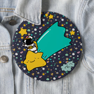 Astronaut Space Cartoon Button