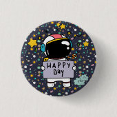 Astronaut Space Cartoon Button (Vorderseite)