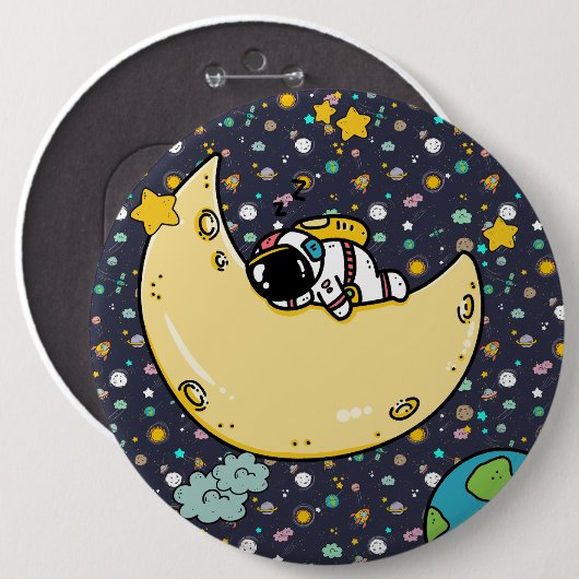 Astronaut Space Cartoon Button (Vorne & Hinten)