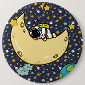 Astronaut Space Cartoon Button (Vorderseite)