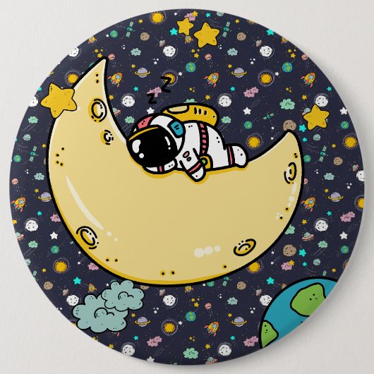 Astronaut Space Cartoon Button (Vorderseite)