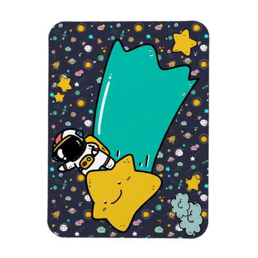 Astronaut Space Cartoon Magnet (Vertikal)