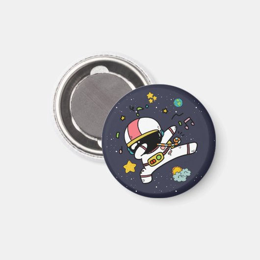Astronaut Space Cartoon Magnet (Vorderseite/Rückseite)
