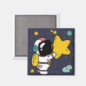 Astronaut Space Cartoon Magnet (Vorderseite/Rückseite)