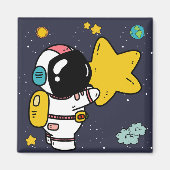 Astronaut Space Cartoon Magnet (Vorne)