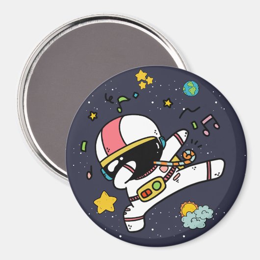 Astronaut Space Cartoon Magnet (Vorderseite/Rückseite)
