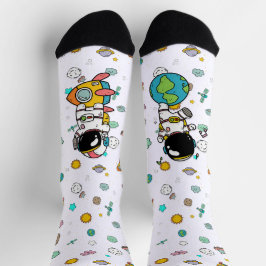Astronaut Space Cartoon Socken