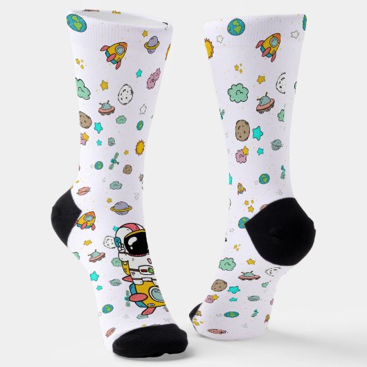 Astronaut Space Cartoon Socken (Gewinkelt)