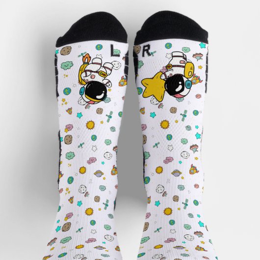 Astronaut Space Cartoon Socken (Oben)