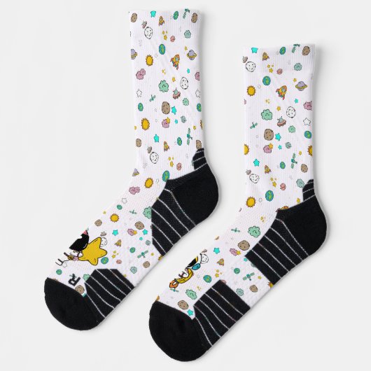 Astronaut Space Cartoon Socken (Links)