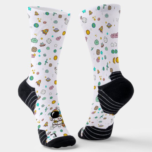 Astronaut Space Cartoon Socken (Gewinkelt)