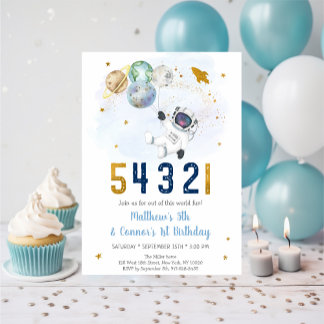 Astronaut Space Countdown Gemeinsamer Geburtstag Einladung