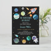 Astronaut Space Countdown hat mit Babydusche begon Einladung (Stehend Vorderseite)