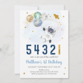 Astronaut Space Countdown zum ersten Geburtstag Einladung (Vorderseite)