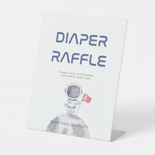 Astronaut Space Diaper Raffle Baby Dusche Zeichen Sockelschild (Vorderseite)