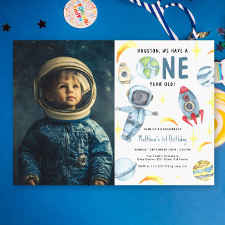 Astronaut Space Einladung zum ersten Geburtstag