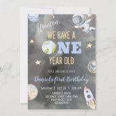 Astronaut Space Einladung zum ersten Jahr  (Vorderseite)