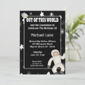 Astronaut Space Einladung zum Geburtstag (Stehend Vorderseite)