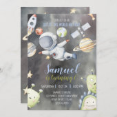 Astronaut Space Einladung zum Geburtstag (Vorne/Hinten)