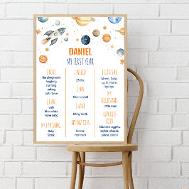 Astronaut Space Erste Geburtstagsparty Meilenstein Poster