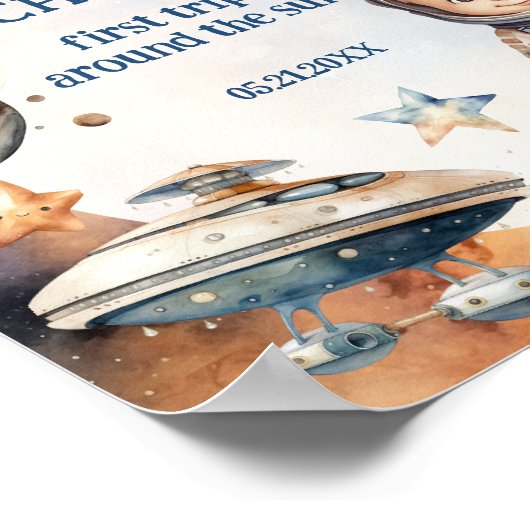 Astronaut Space Erste Reise um die Sonne Willkomme Poster (Ecke)