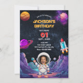 Astronaut Space Foto Geburtstag Einladung (Vorderseite)