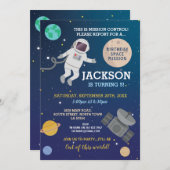 Astronaut Space Galaxy Geburtstagsparty Space Einladung (Vorne/Hinten)