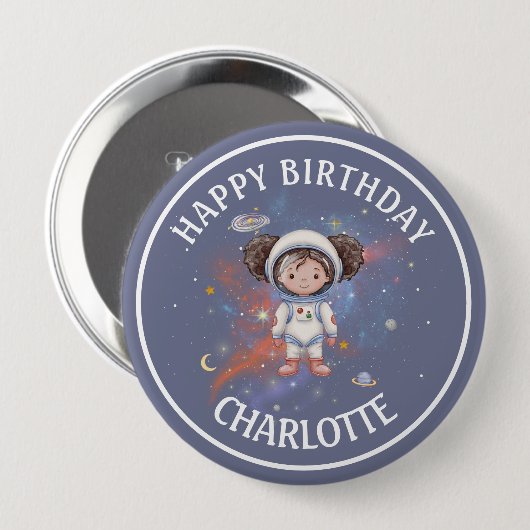 Astronaut Space Geburtstag Button (Vorne & Hinten)