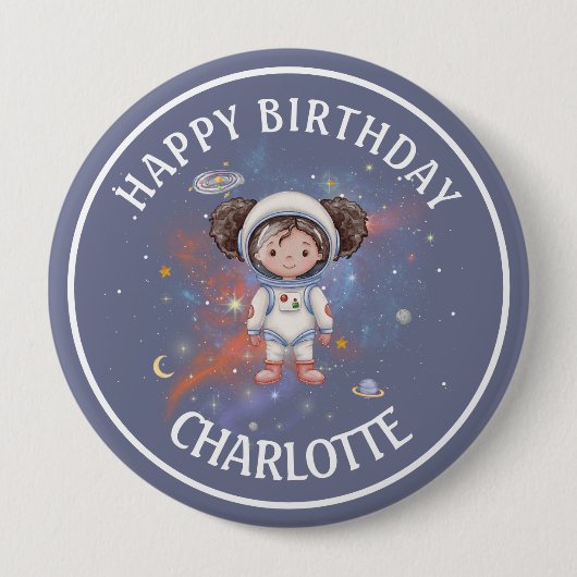 Astronaut Space Geburtstag Button (Vorderseite)