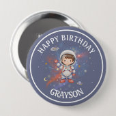 Astronaut Space Geburtstag Button (Vorne & Hinten)