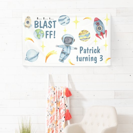 Astronaut Space Geburtstagsparty Banner (Insitu)