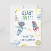 Astronaut Space Geburtstagsparty Dankeskarte (Vorderseite)