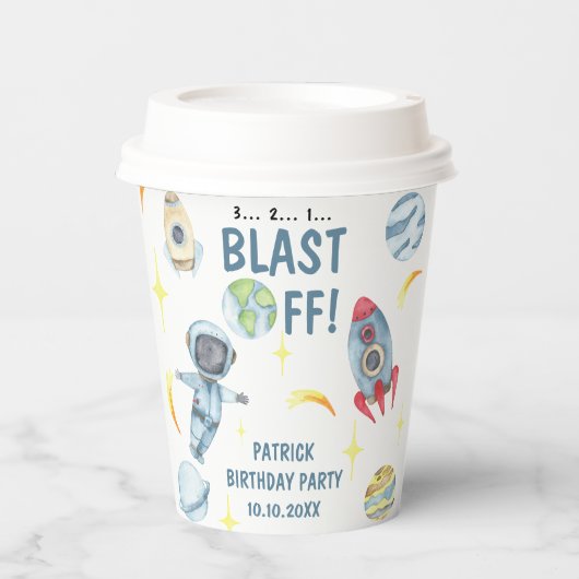 Astronaut Space Geburtstagsparty Pappbecher (Vorderseite)