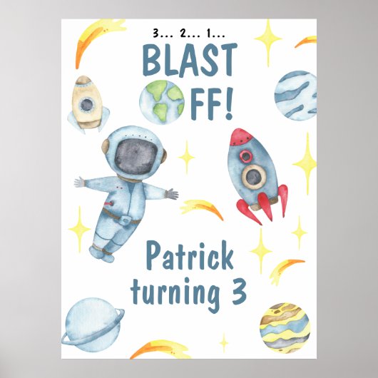 Astronaut Space Geburtstagsparty Poster (Vorne)